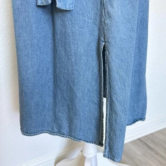 *SOLD* EUC Size S Denim Maxi Dress with Ruffled Cap Sleeves - Picture 6 of 9